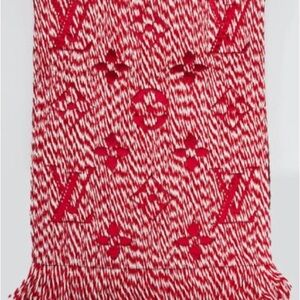 LOUIS VUITTON 
Wool Silk Logomania Mix Scarf Coquelicot unisex silk|wool LV
